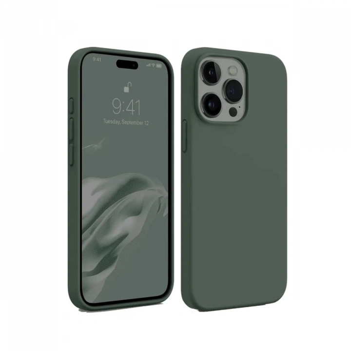 BFS  iPhone 15 Pro Kılıf First Silikon - Koyu Yeşil