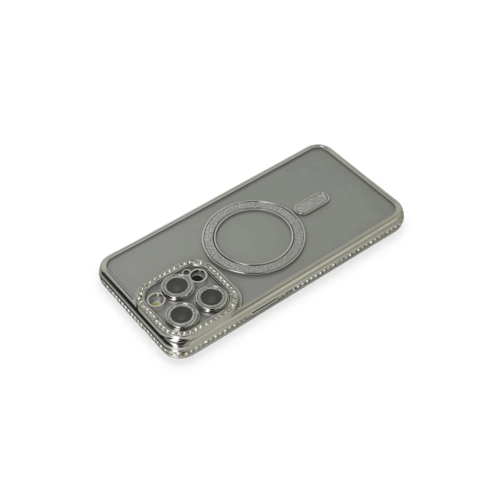 BFS  iPhone 15 Pro Kılıf Joke Simli Magneticsafe Kılıf - Gri