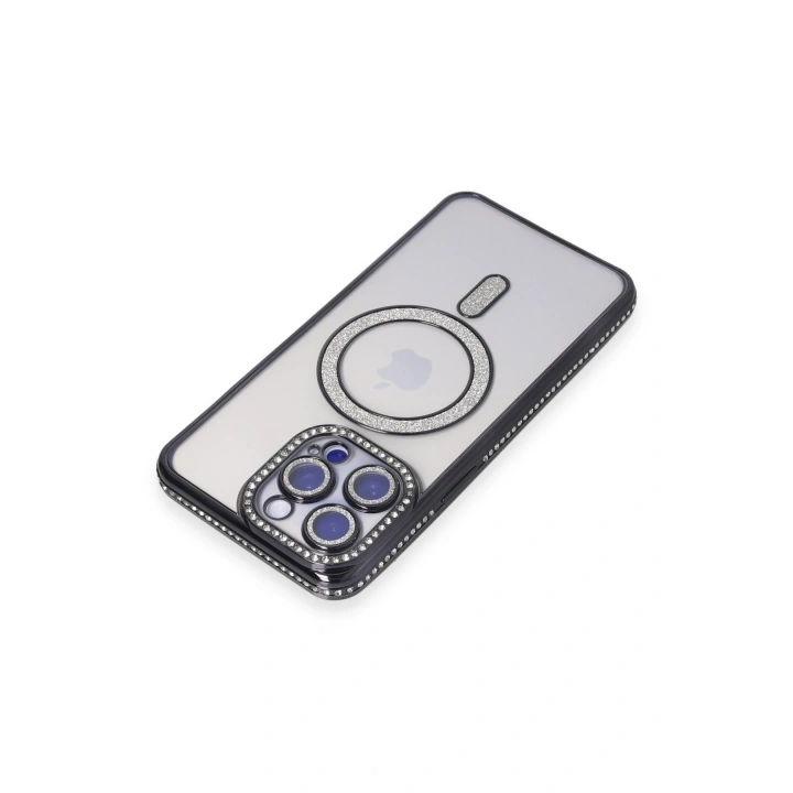 BFS  iPhone 15 Pro Kılıf Joke Simli Magneticsafe Kılıf - Siyah