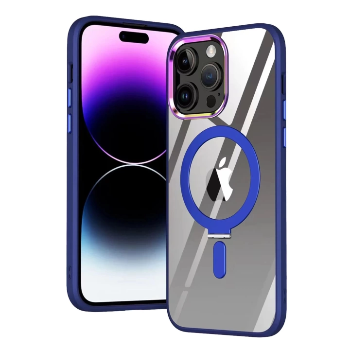 BFS  iPhone 15 Pro Kılıf  Magneticsafe Standlı Kapak - Lacivert
