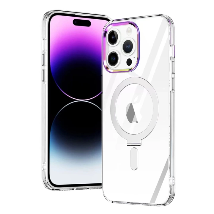 BFS  iPhone 15 Pro Kılıf  Magneticsafe Standlı Kapak - Şeffaf