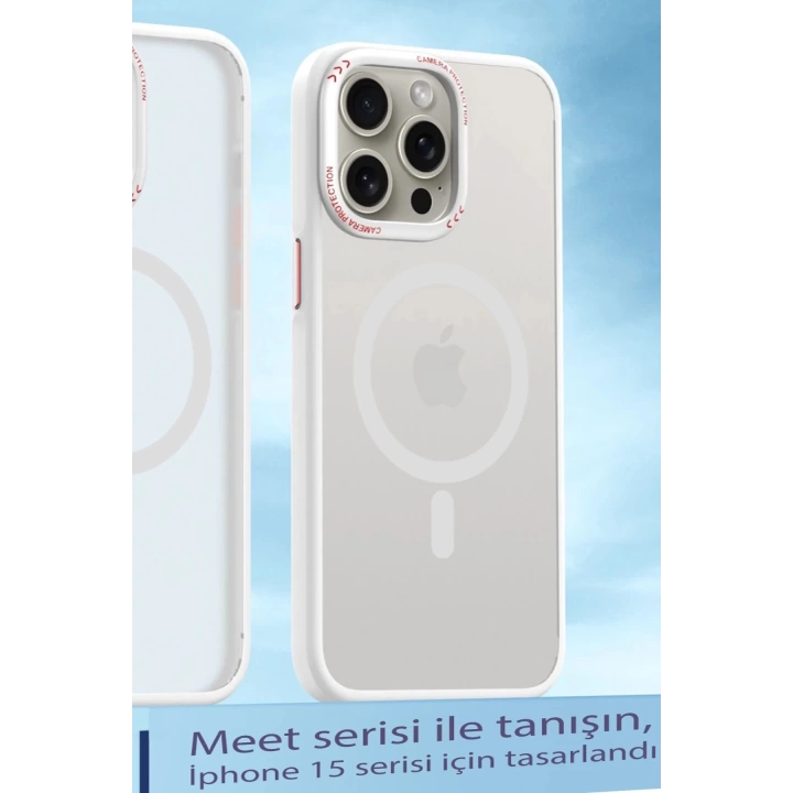 BFS  iPhone 15 Pro Kılıf Radyant Magsafe Kapak - Beyaz