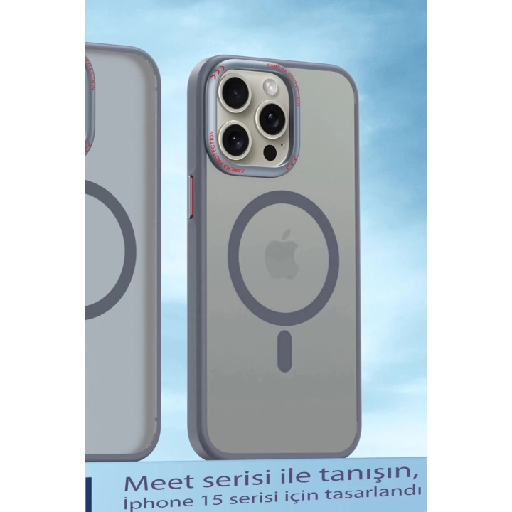 BFS  iPhone 15 Pro Kılıf Radyant Magsafe Kapak - Titan Gri