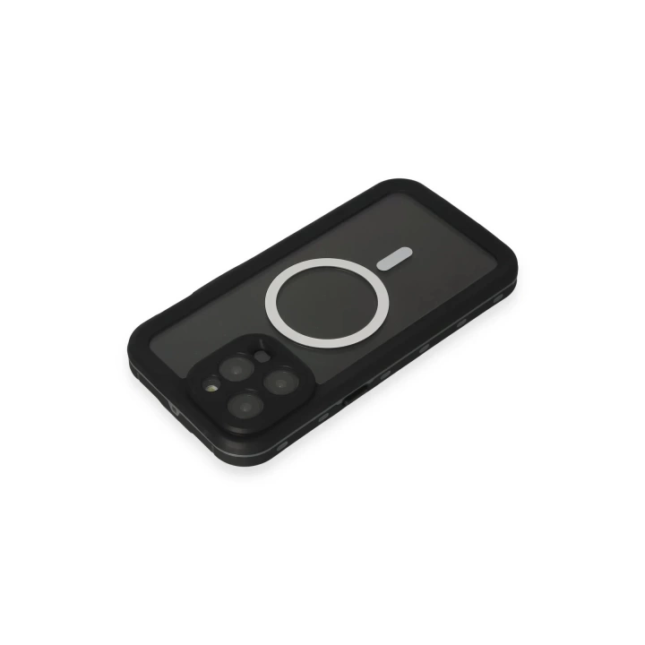 BFS  iPhone 15 Pro Kılıf Red Pepper Magneticsafe Su Geçirmez Kılıf - Siyah-Gri