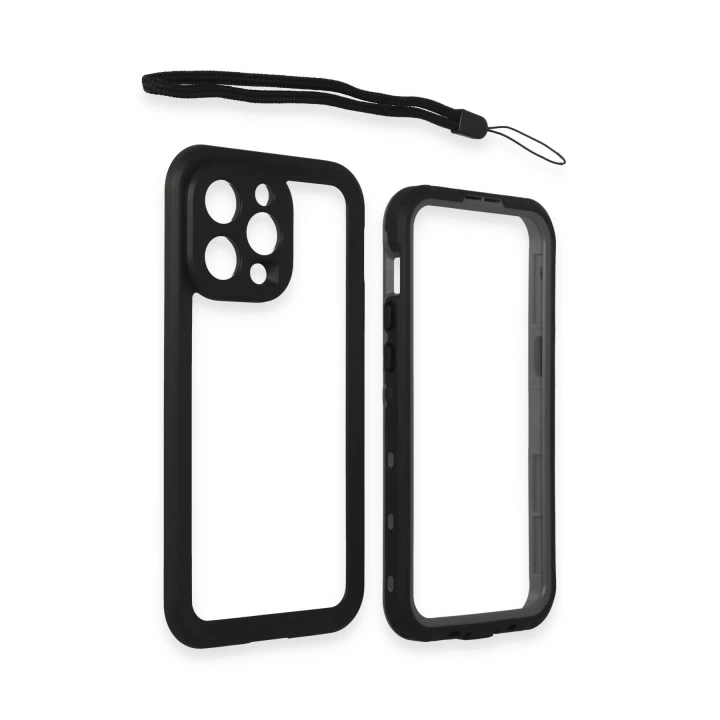 BFS  iPhone 15 Pro Kılıf Red Pepper Magneticsafe Su Geçirmez Kılıf - Siyah-Gri