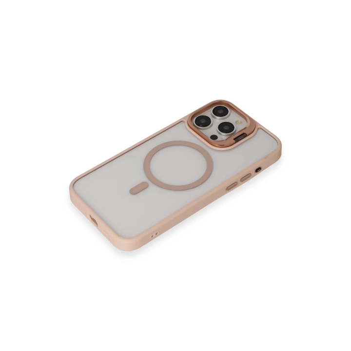 BFS  iPhone 15 Pro Kılıf Roblox Lens Magsafe Standlı Kapak - Pudra