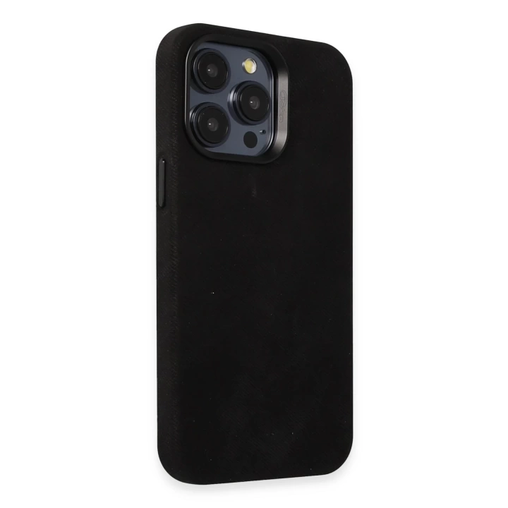 BFS  iPhone 15 Pro Kılıf Velvet Magsafe Kapak - Siyah