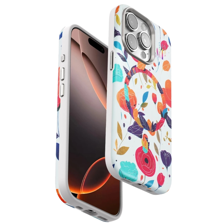 BFS  iPhone 15 Pro Max Flower Series Magsafe Kapak - Beyaz