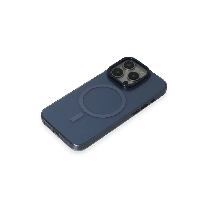 BFS  iPhone 15 Pro Max Kılıf Anka PC Magneticsafe Sert Metal Kapak - Lacivert