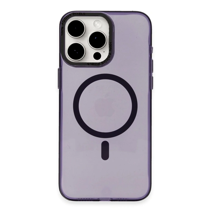 BFS  iPhone 15 Pro Max Kılıf Anka PC Magneticsafe Sert Metal Kapak - Mor