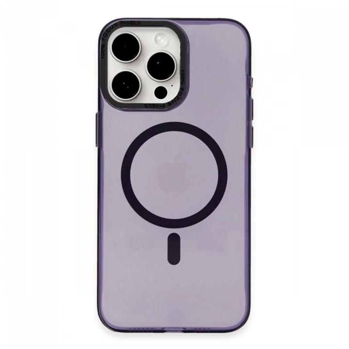 BFS  iPhone 15 Pro Max Kılıf Anka PC Magneticsafe Sert Metal Kapak - Mor