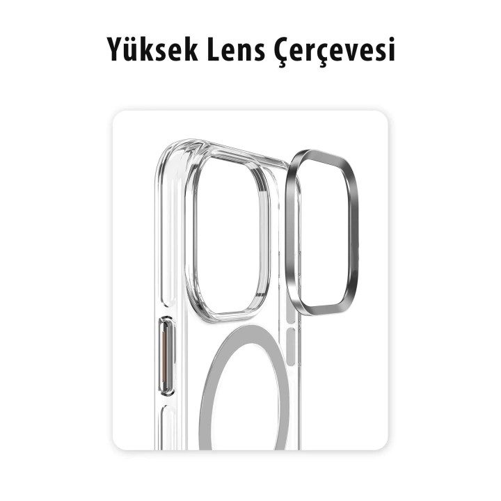 BFS  iPhone 15 Pro Max Kılıf Crystal Magsafe Kapak - Şeffaf