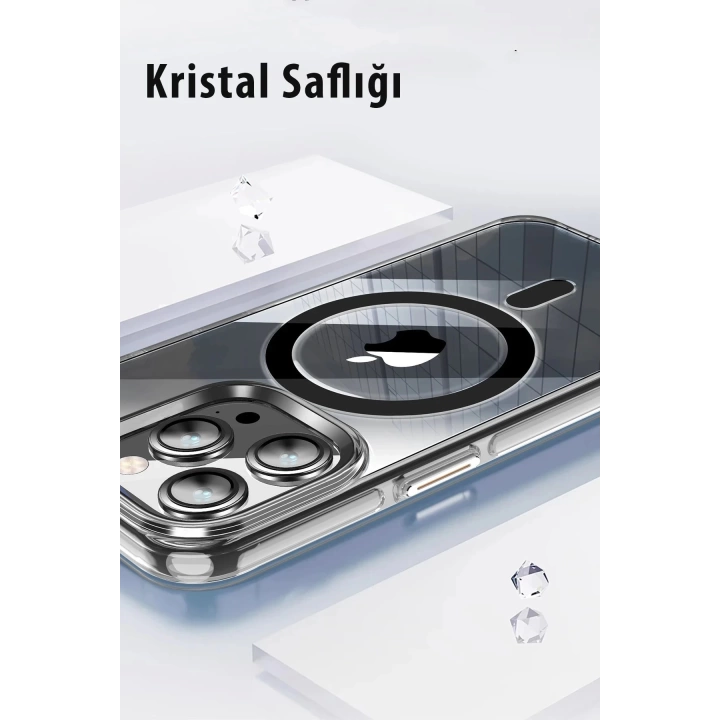 BFS  iPhone 15 Pro Max Kılıf Crystal Magsafe Kapak - Şeffaf
