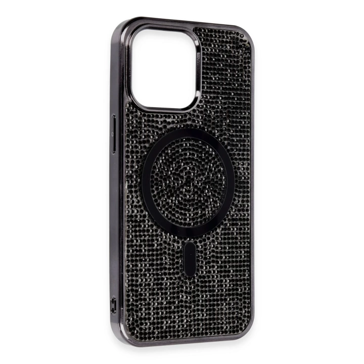 BFS  iPhone 15 Pro Max Kılıf Diamond Magsafe Kapak - Siyah