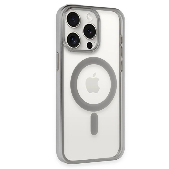BFS  iPhone 15 Pro Max Kılıf Erozi Magsafe Kapak - Gümüş