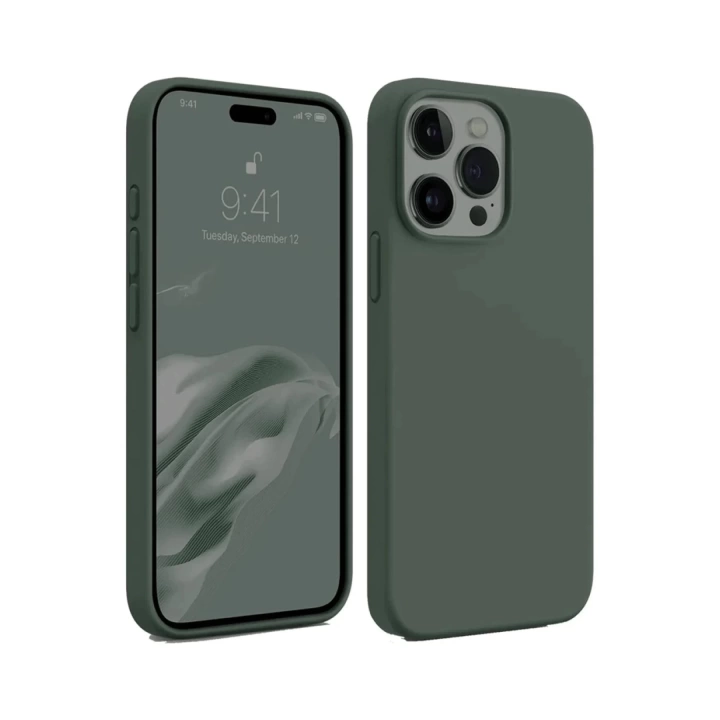 BFS  iPhone 15 Pro Max Kılıf First Silikon - Koyu Yeşil
