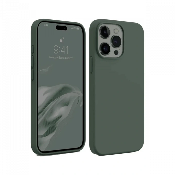 BFS  iPhone 15 Pro Max Kılıf First Silikon - Koyu Yeşil