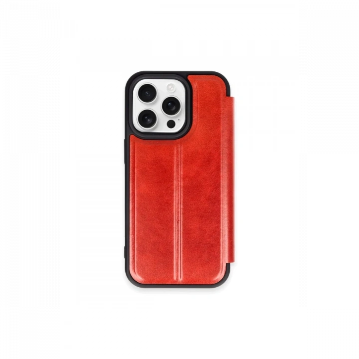 BFS  iPhone 15 Pro Max Kılıf Flip Cover - Kırmızı