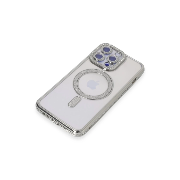 BFS  iPhone 15 Pro Max Kılıf Joke Simli Magneticsafe Kılıf - Gümüş