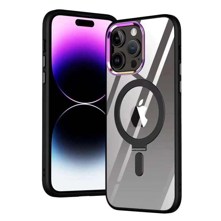 BFS  iPhone 15 Pro Max Kılıf  Magneticsafe Standlı Kapak - Siyah