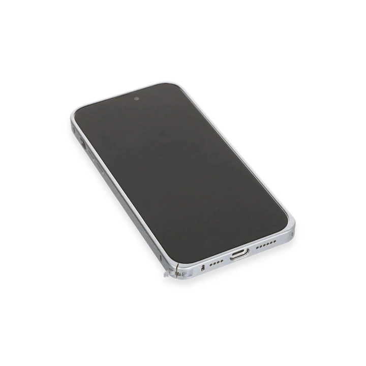 BFS  iPhone 15 Pro Max Kılıf Metal Bumper Magneticsafe Kapak - Gri
