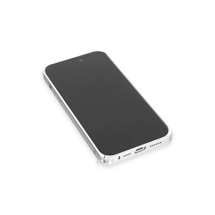 BFS  iPhone 15 Pro Max Kılıf Metal Bumper Magneticsafe Kapak - Gümüş