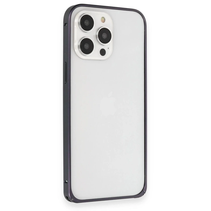 BFS  iPhone 15 Pro Max Kılıf Metal Bumper Magneticsafe Kapak - Lacivert