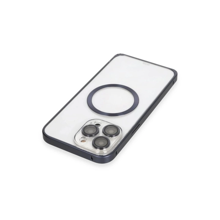 BFS  iPhone 15 Pro Max Kılıf Metal Bumper Magneticsafe Kapak - Lacivert