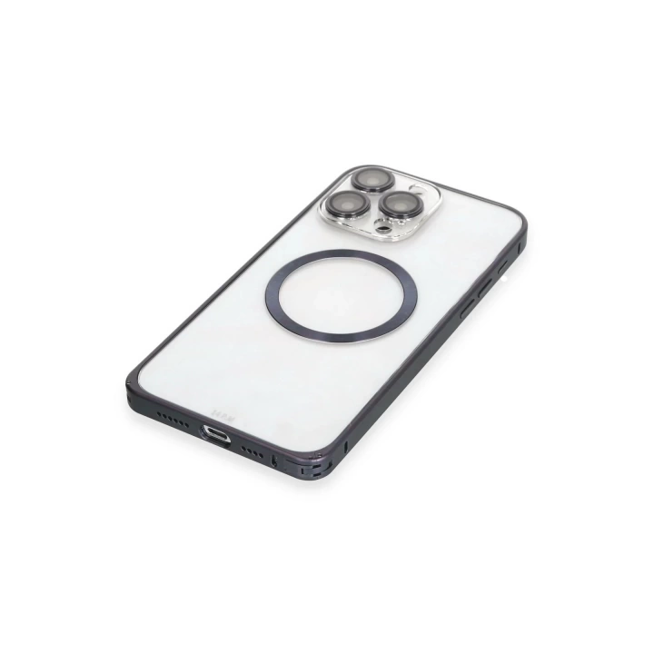 BFS  iPhone 15 Pro Max Kılıf Metal Bumper Magneticsafe Kapak - Lacivert