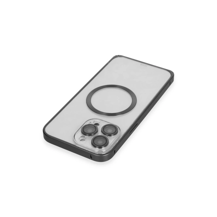BFS  iPhone 15 Pro Max Kılıf Metal Bumper Magneticsafe Kapak - Siyah