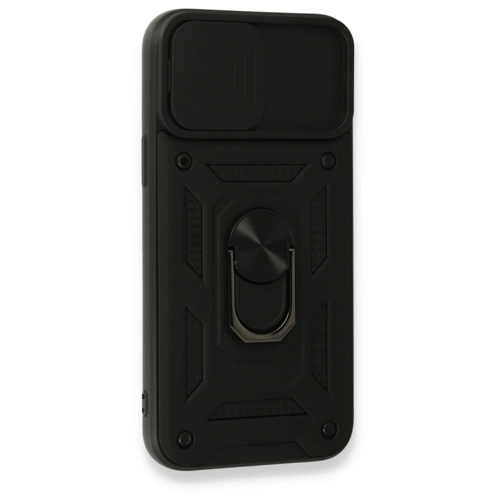 BFS  iPhone 15 Pro Max Kılıf Pars Lens Yüzüklü Silikon - Siyah