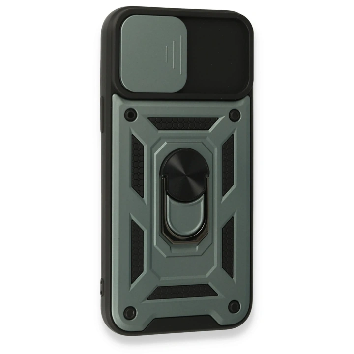 BFS  iPhone 15 Pro Max Kılıf Pars Lens Yüzüklü Silikon - Yeşil