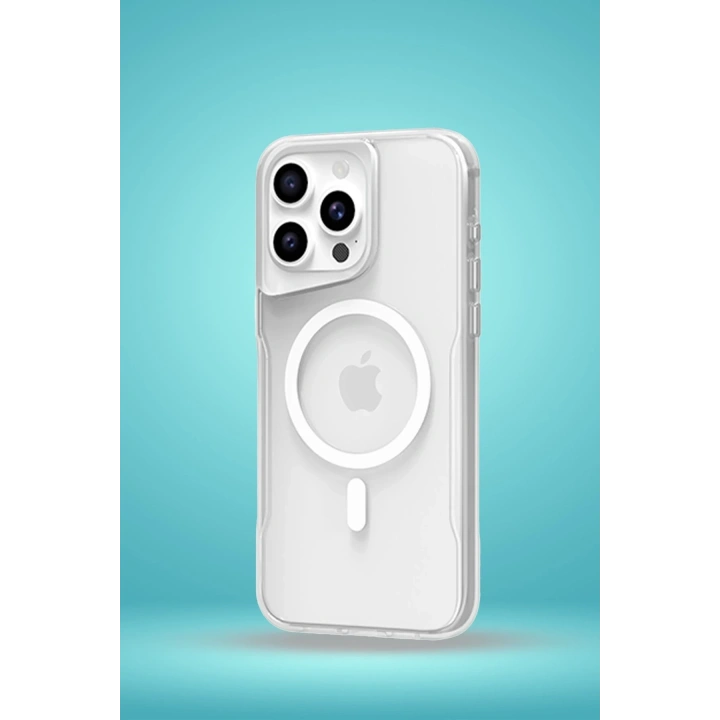 BFS  iPhone 15 Pro Max Kılıf PC Poso Magsafe Kapak - Şeffaf