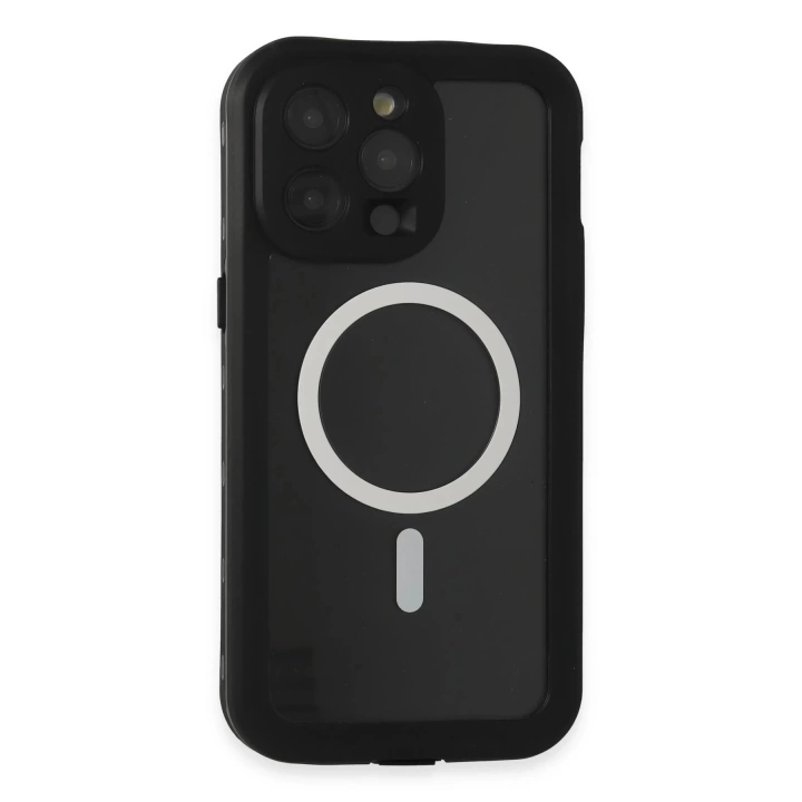 BFS  iPhone 15 Pro Max Kılıf Red Pepper Magneticsafe Su Geçirmez Kılıf - Siyah-Gri