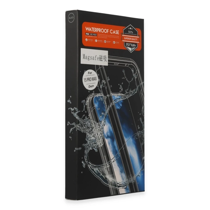 BFS  iPhone 15 Pro Max Kılıf Red Pepper Magneticsafe Su Geçirmez Kılıf - Siyah-Gri