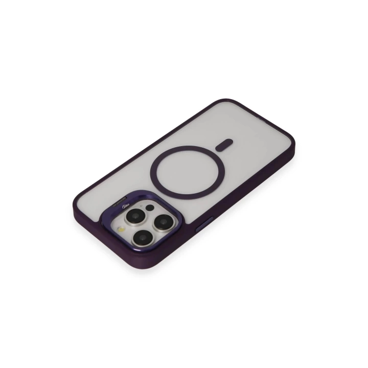 BFS  iPhone 15 Pro Max Kılıf Roblox Lens Magsafe Standlı Kapak - Derin Mor