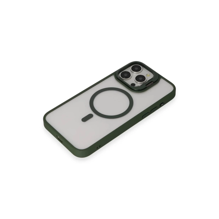 BFS  iPhone 15 Pro Max Kılıf Roblox Lens Magsafe Standlı Kapak - Koyu Yeşil