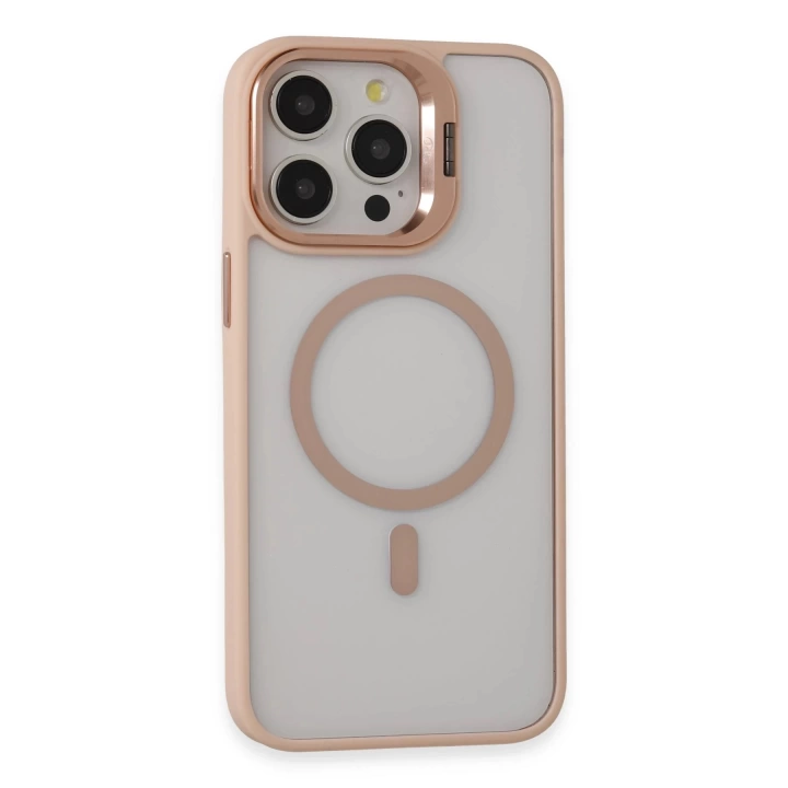 BFS  iPhone 15 Pro Max Kılıf Roblox Lens Magsafe Standlı Kapak - Pudra