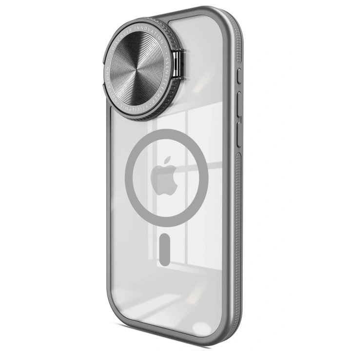BFS iPhone 15 Pro Max Kılıf Teleskop Lens Magsafe Silikon Kapak - Titan Gri