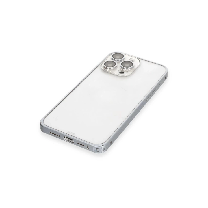 BFS  iPhone 15 Pro Max Metal Bumper Mat Kapak - Gri