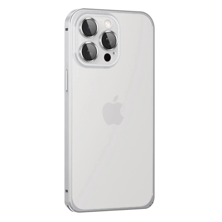 BFS  iPhone 15 Pro Max Metal Bumper Mat Kapak - Gümüş