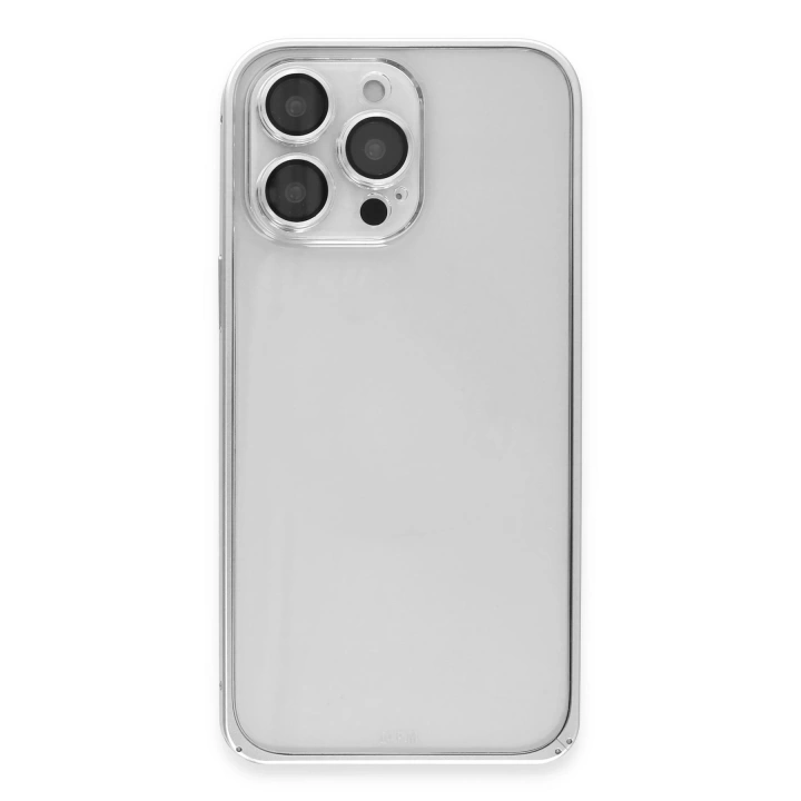 BFS  iPhone 15 Pro Max Metal Bumper Mat Kapak - Gümüş