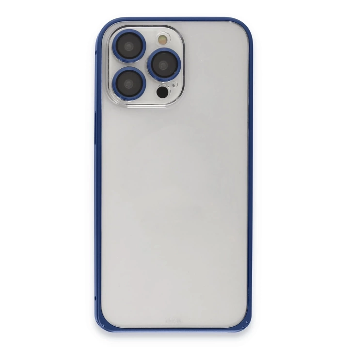 BFS  iPhone 15 Pro Max Metal Bumper Mat Kapak - Lacivert