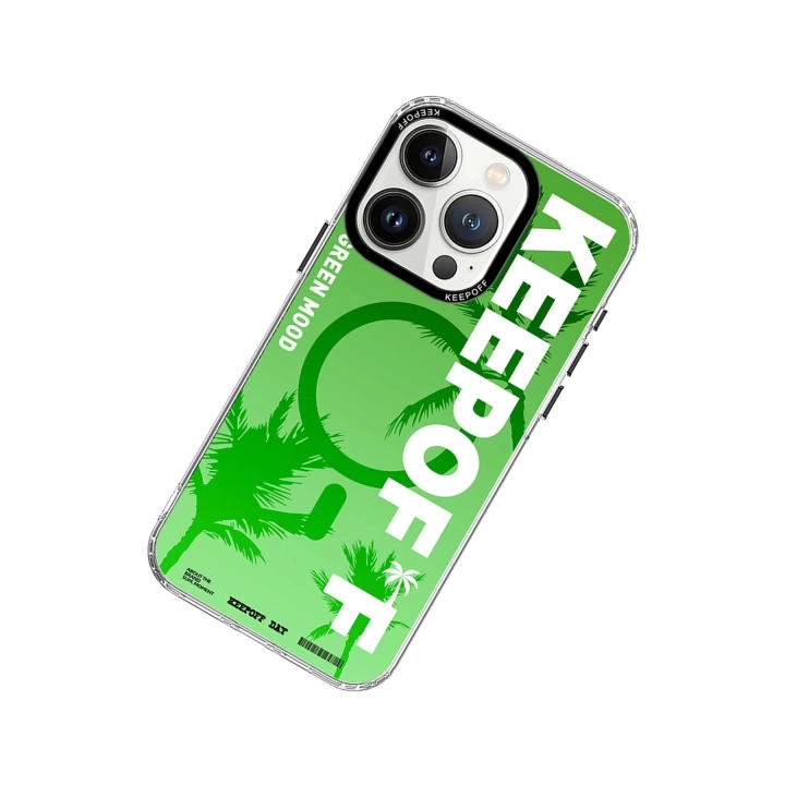 BFS  iPhone 15 Pro Max Summer Travel Magsafe Kapak - Green Mood