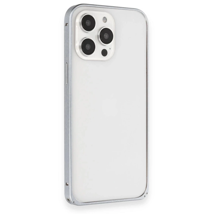 BFS  iPhone 15 Pro Metal Bumper Mat Kapak - Gri