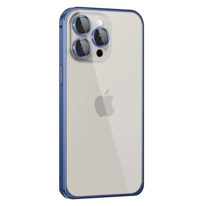 BFS  iPhone 15 Pro Metal Bumper Mat Kapak - Lacivert