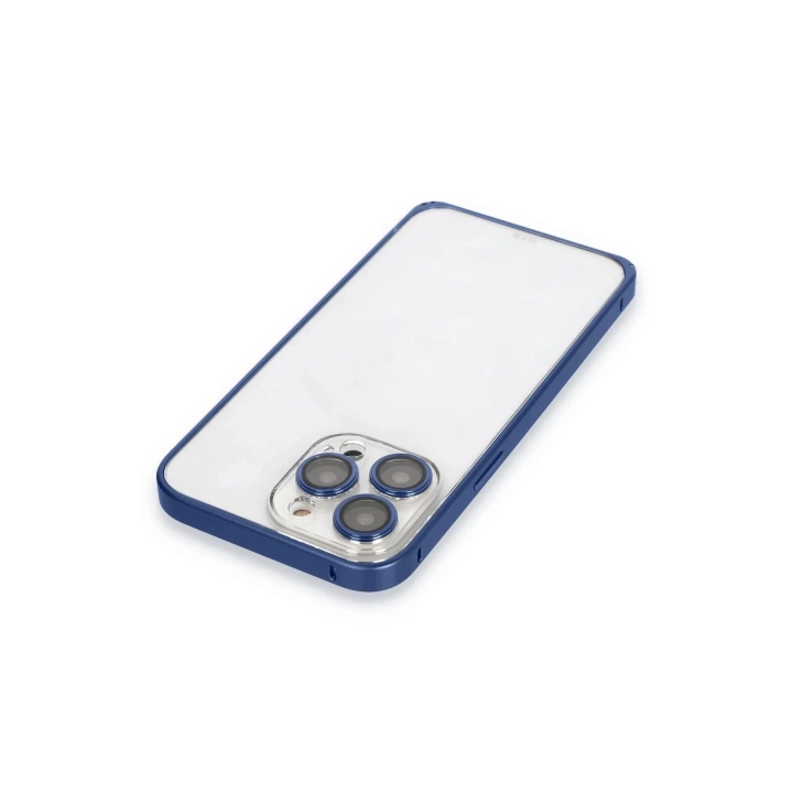 BFS  iPhone 15 Pro Metal Bumper Mat Kapak - Lacivert