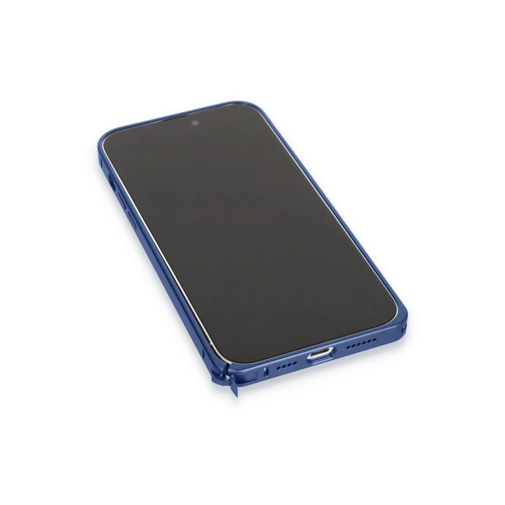 BFS  iPhone 15 Pro Metal Bumper Mat Kapak - Lacivert