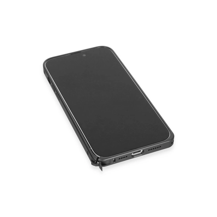 BFS  iPhone 15 Pro Metal Bumper Mat Kapak - Siyah