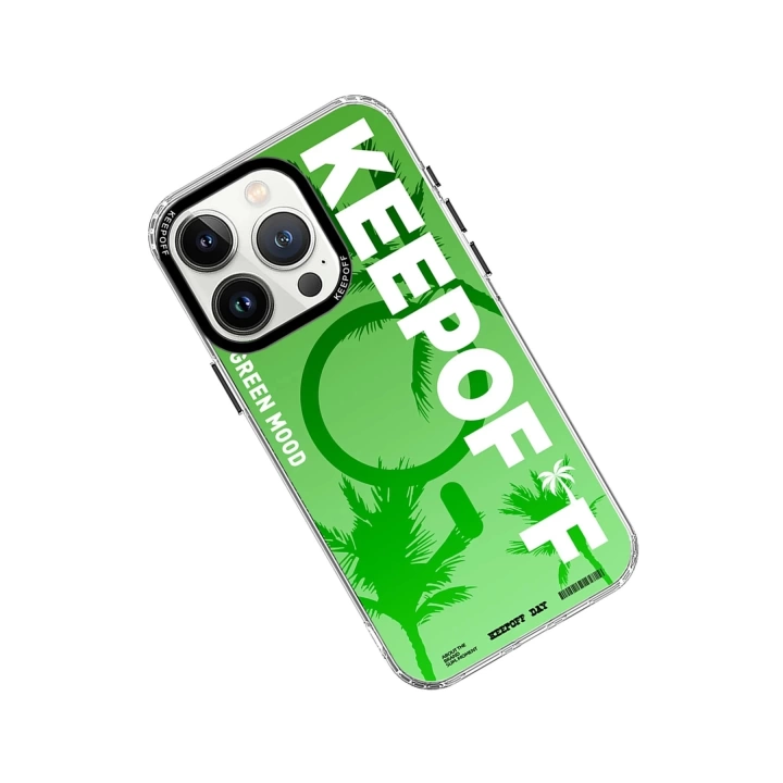 BFS  iPhone 15 Pro Summer Travel Magsafe Kapak - Green Mood